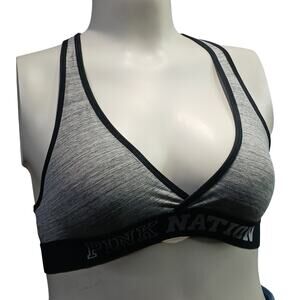 Pink Victoria Secret Sports Bra Womens XS Heather Gray Black Elastic
